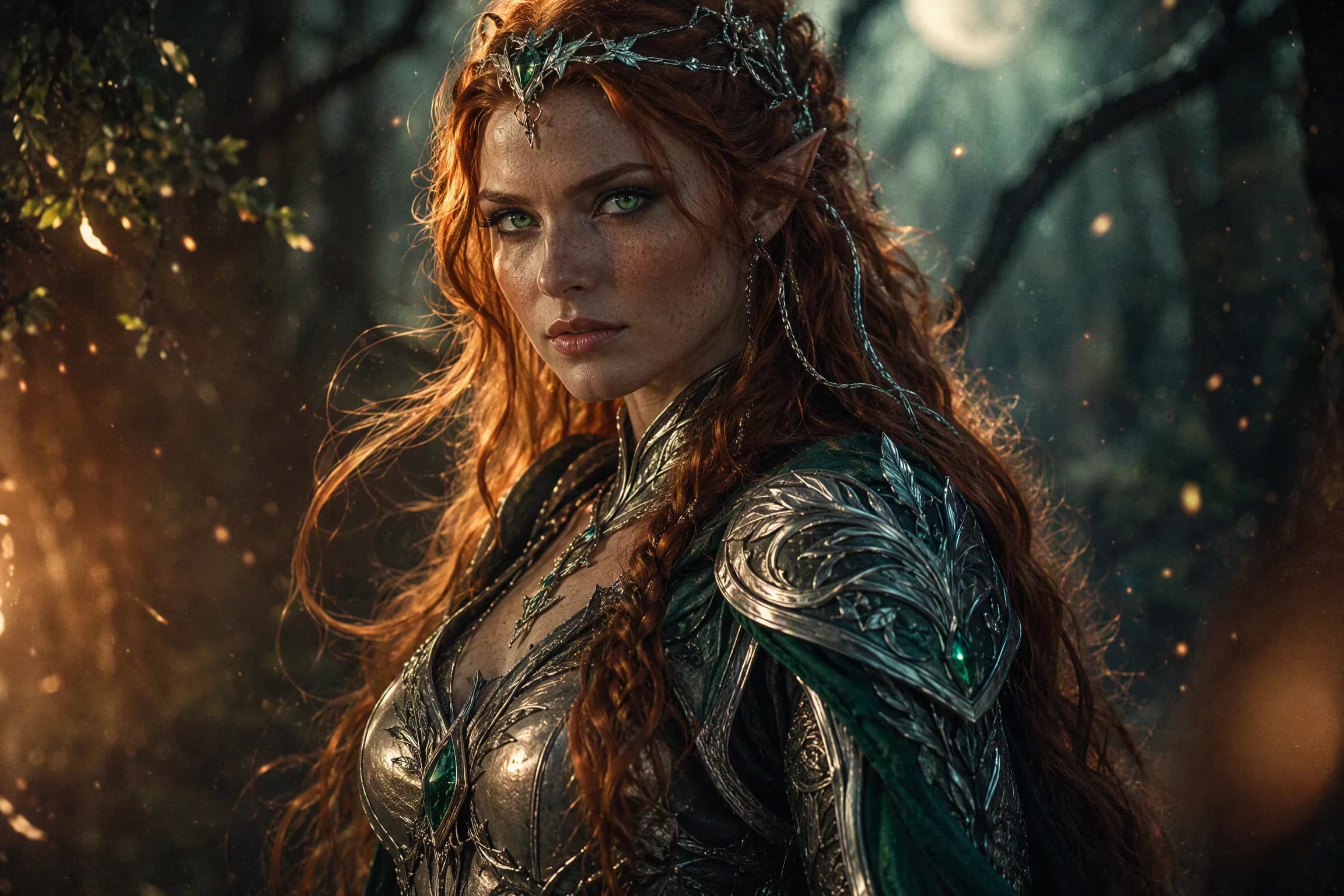 Before and after comparison of fantasy character transformation preserving subject identity - after